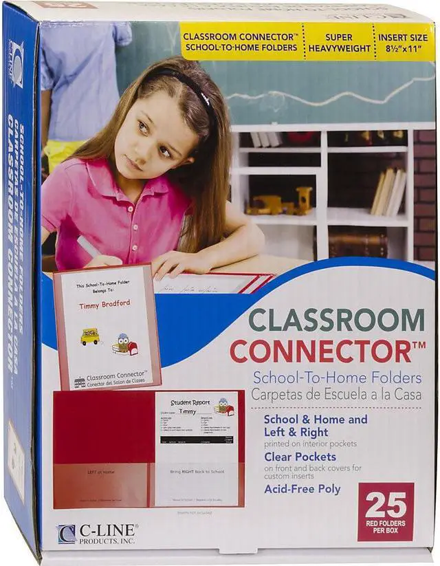 Alt view image 6 of 19 - C-Line Classroom Connector Folders 9'x11-3/4" 25/BX Red 32004