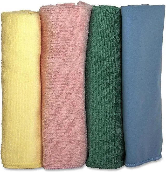 Alt view image 3 of 8 - Genuine Joe Microfiber Cleaning Cloths Lint-free 16"x16" 4/PK Assorted 48261