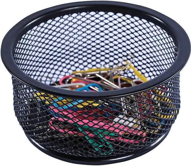 Alt view image 9 of 13 - Lorell Paper Clip Holder 3-3/4"x3-7/8" Black Mesh 84150