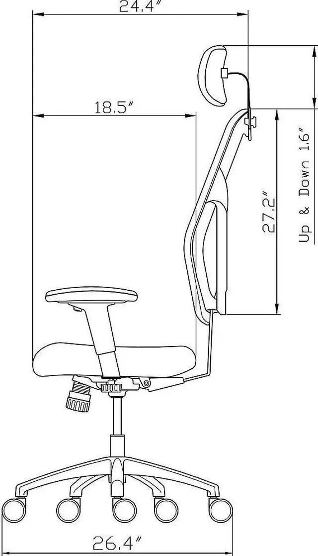 Alt view image 5 of 11 - Lorell Executive High-Back Chair 24-7/8"x23-5/8"x52-7/8" Black 85035