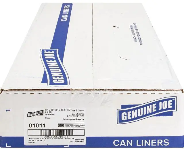 Alt view image 6 of 11 - Genuine Joe Trash Can Liners 16 Gallon .6Mil 24"x31" 500/CT Clear 01011