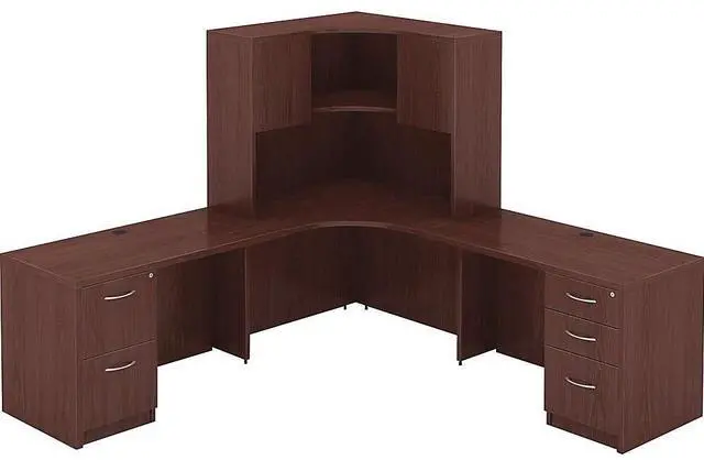 Alt view image 4 of 11 - Lorell Rectangular Return Shell 42"x24"x29-1/2" Mahogany 69388
