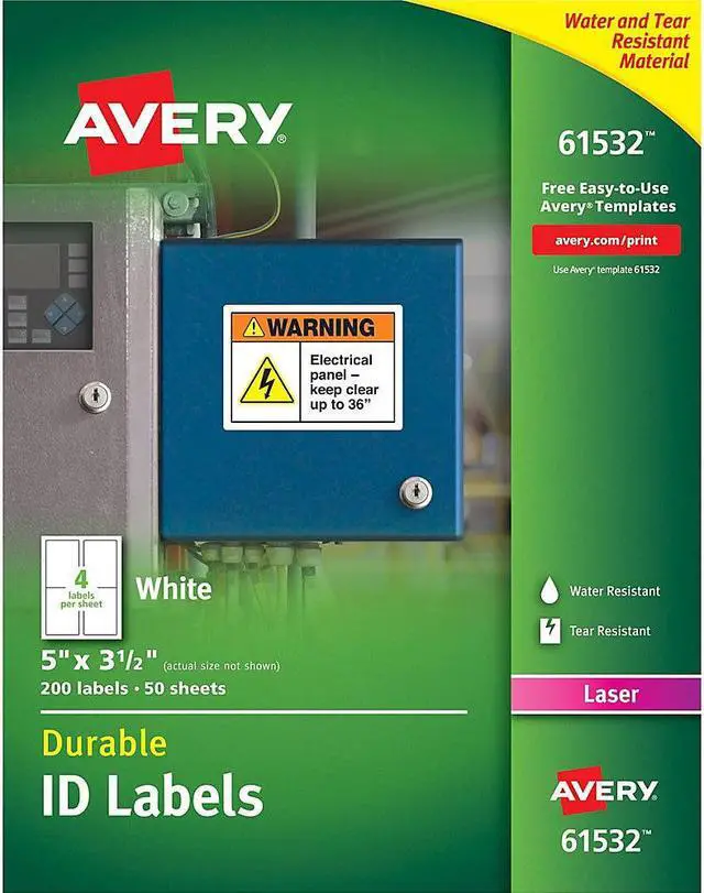 Alt view image 6 of 15 - Avery Durable ID Labels, TrueBlock Technology, Permanent Adhesive, 5” x 3-1/2”, 200 Labels (61532)