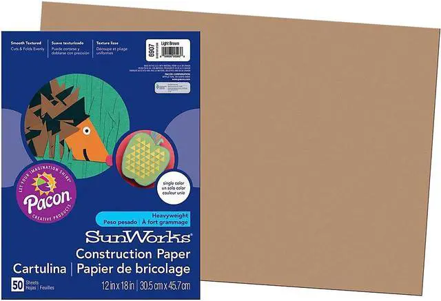 Alt view image 3 of 7 - Sunworks Construction Paper, 58lb, 12 X 18, Light Brown, 50/Pack 6907