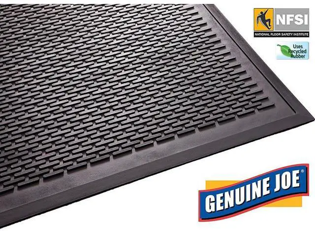 Alt view image 8 of 8 - Genuine Joe Scraper Outdoor Mat Rubber Traps Dirt/Grime 4'x6' Black 70467