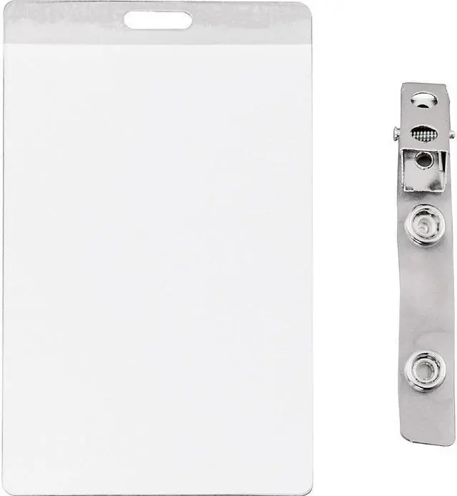 Alt view image 2 of 2 - Advantus Strap Clip Self-laminating Badge Holders - Vertical - 4.3" x 2.6" - 25 / Pack - Clear