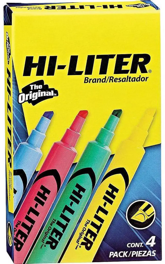 Alt view image 8 of 19 - Avery HI-LITER Desk-Style Highlighter Chisel Tip Assorted Colors 4/Set 17752