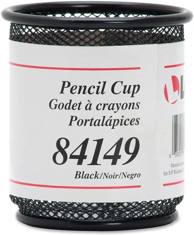 Alt view image 10 of 13 - Lorell Steel Pencil Cup 3-1/2"x3-7/8" Black Mesh 84149