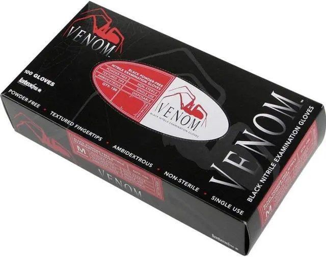 Alt view image 6 of 8 - Venom Nitrile Exam Gloves Large Black Powder-Free 100/Box