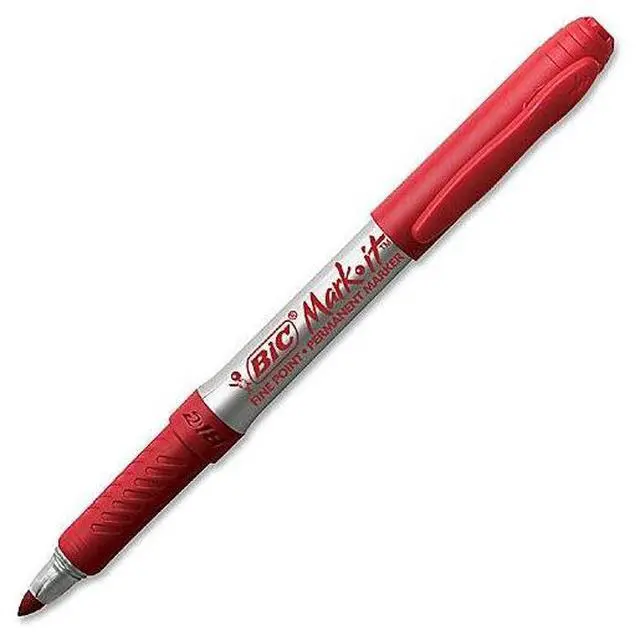 Alt view image 11 of 14 - Mark-It Permanent Markers, Fine Point, Rambunctious Red, Dozen