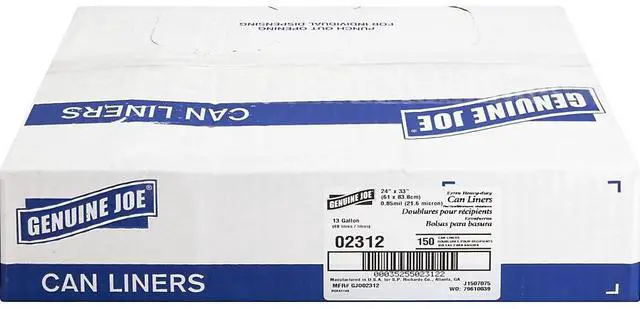 Alt view image 10 of 18 - Genuine Joe Heavy-Duty Trash Bags .8 Mil 13 Gallon 24"x31" 150/CT White 02312