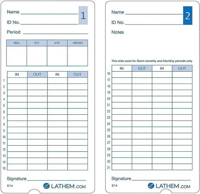 Alt view image 2 of 11 - Lathem Time Time Clock Cards for Lathem Time 400E Two Sides 3 x 7 100/Pack E14100