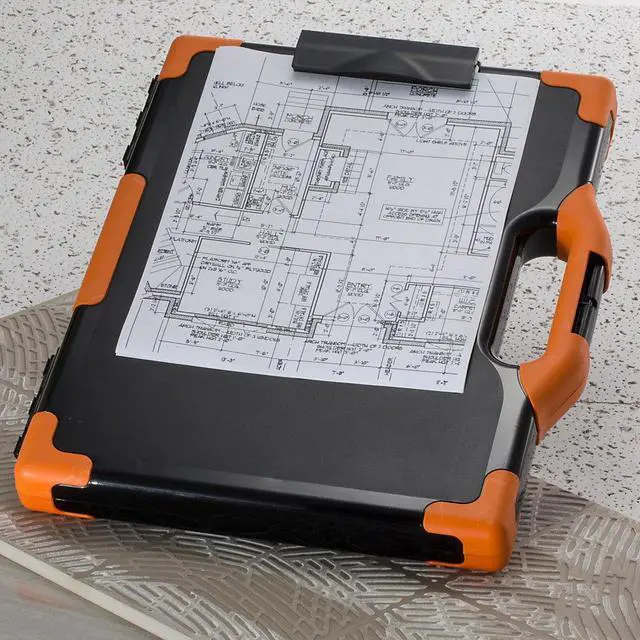 Alt view image 5 of 11 - Officemate® OIC® Carry-All Clipboard Box, 15 1/2"H x12 1/2"W x 2 1/4"D, Black/Orange