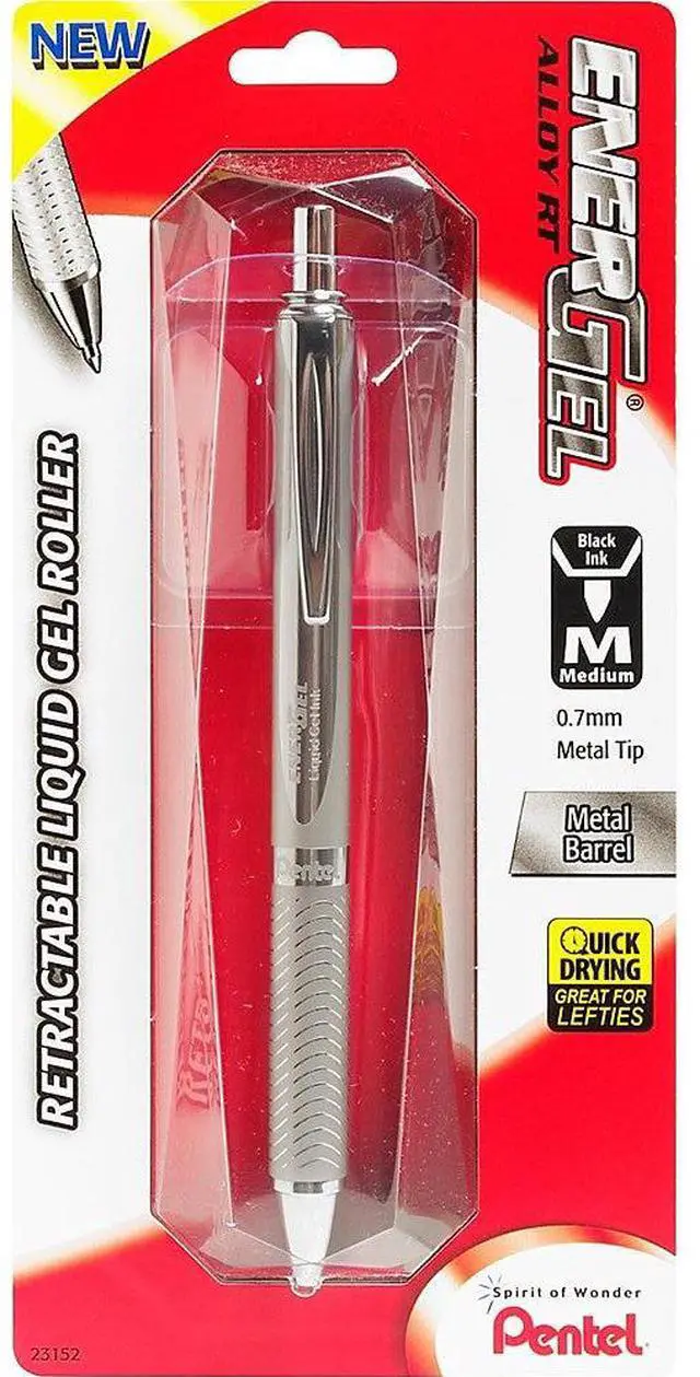 Alt view image 10 of 14 - Pentel EnerGel Alloy Retractable Liquid Gel Pen
Medium Pen Point Type - 0.7 mm Pen Point Size - Black Ink - Metallic Silver Barrel - 1 / Pack