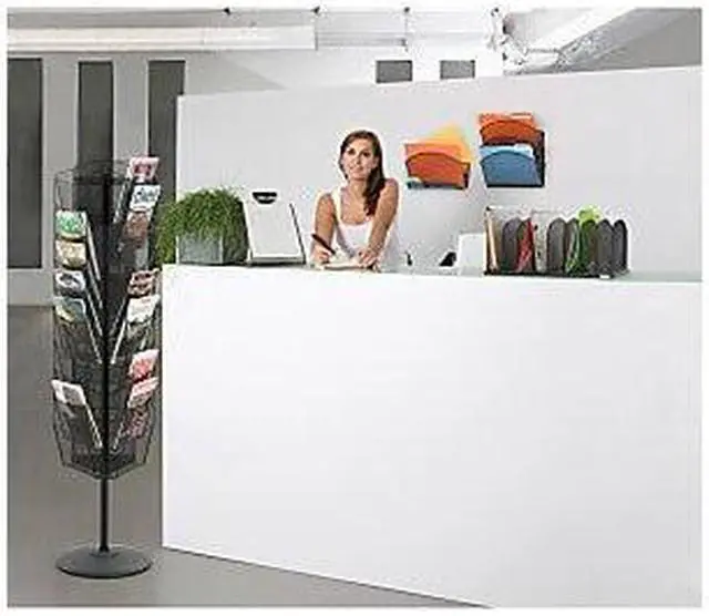 Alt view image 7 of 18 - Safco Onyx Mesh Rotating Magazine Display 30 Compartments 16-1/2w x 66h Black