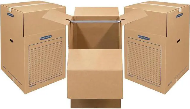 Alt view image 10 of 16 - Bankers Box SmoothMove Wardrobe Boxes 24l x 24w x 40h Kraft/Blue 3/Carton