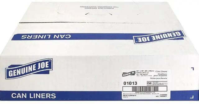 Alt view image 3 of 10 - Genuine Joe Trash Can Liners 31-33 Gallon .6Mil 33"x39" 250/CT CL 01013