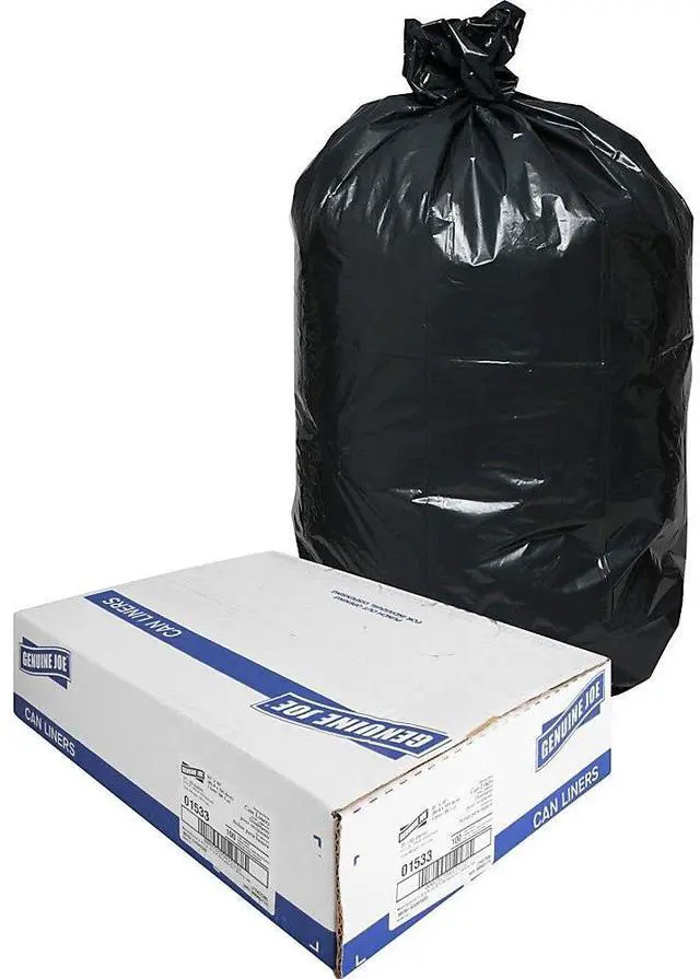 Alt view image 6 of 12 - Genuine Joe Heavy-Duty Trash Bags 1.5 Mil 31-39 Gallon 100/CT Black 01533