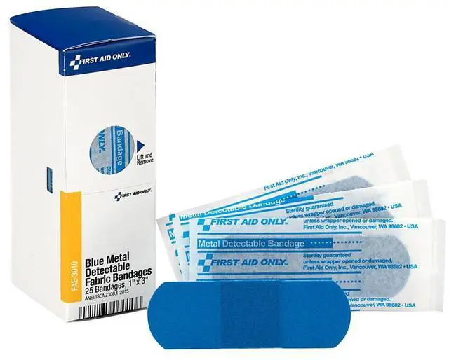 Alt view image 12 of 20 - First Aid Only Refill f/SmartCompliance Gen Cabinet Blue Metal Detectable Bandages 1x3 25/Bx FAE3010