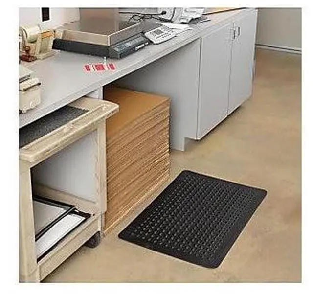 Alt view image 12 of 15 - Genuine Joe Anti Fatigue Mat Rubber Beveled Edge 2'x3' Black 02146