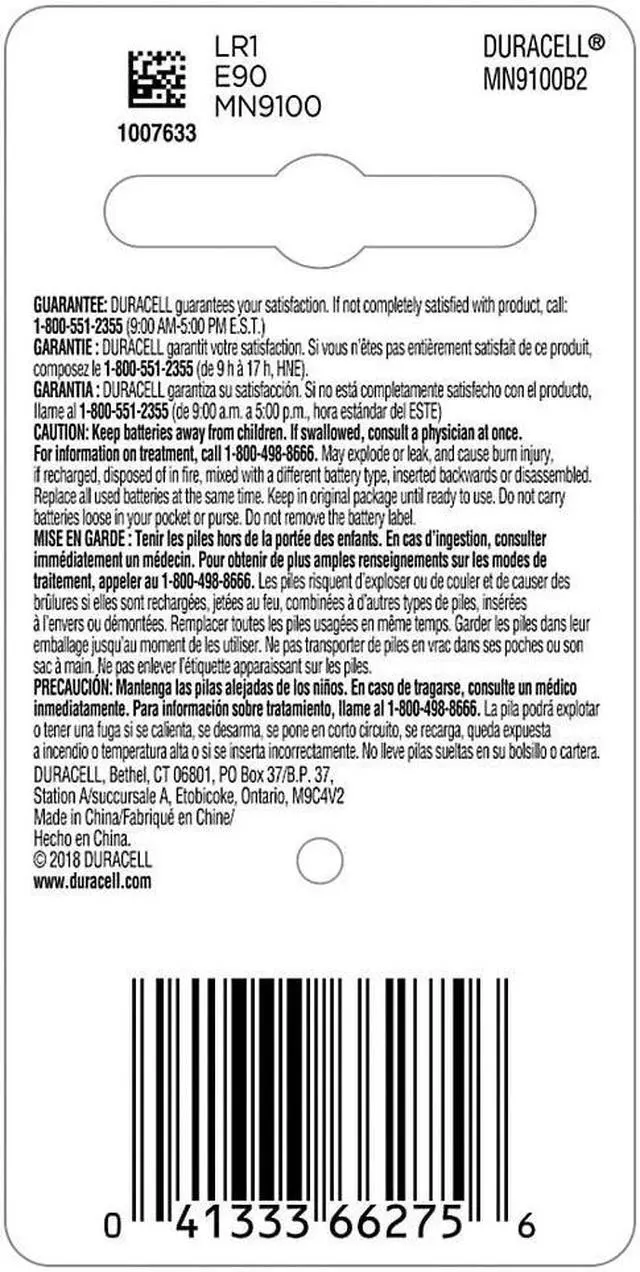 Alt view image 12 of 20 - Duracell Coppertop Alkaline Medical Battery N 1.5V 2/Pk MN9100B2PK