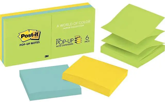Alt view image 10 of 20 - 3M R33012AU Pop-Up Note Refills  3 x 3  Five Ultra Colors  12 100-Sheet Pads Pack