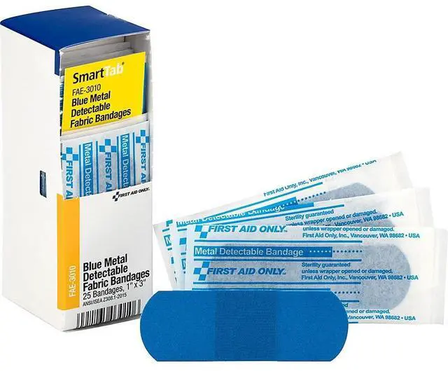 Alt view image 15 of 20 - First Aid Only Refill f/SmartCompliance Gen Cabinet Blue Metal Detectable Bandages 1x3 25/Bx FAE3010