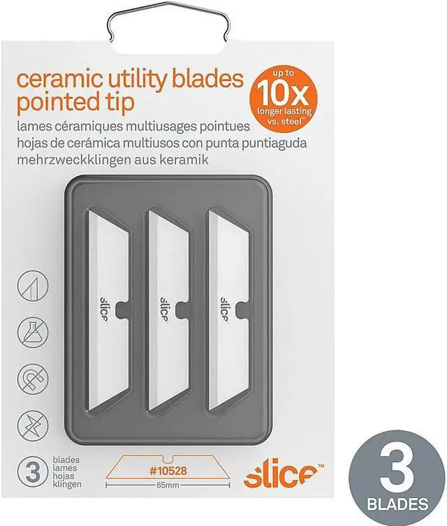 Alt view image 5 of 20 - Slice Smarty Series Ceramic Replacement Blaces 3/Pkg-White Pointed