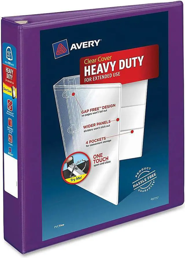Alt view image 6 of 16 - Avery Heavy-Duty View Binder w/Locking EZD Rings 1 1/2" Cap Purple 79774