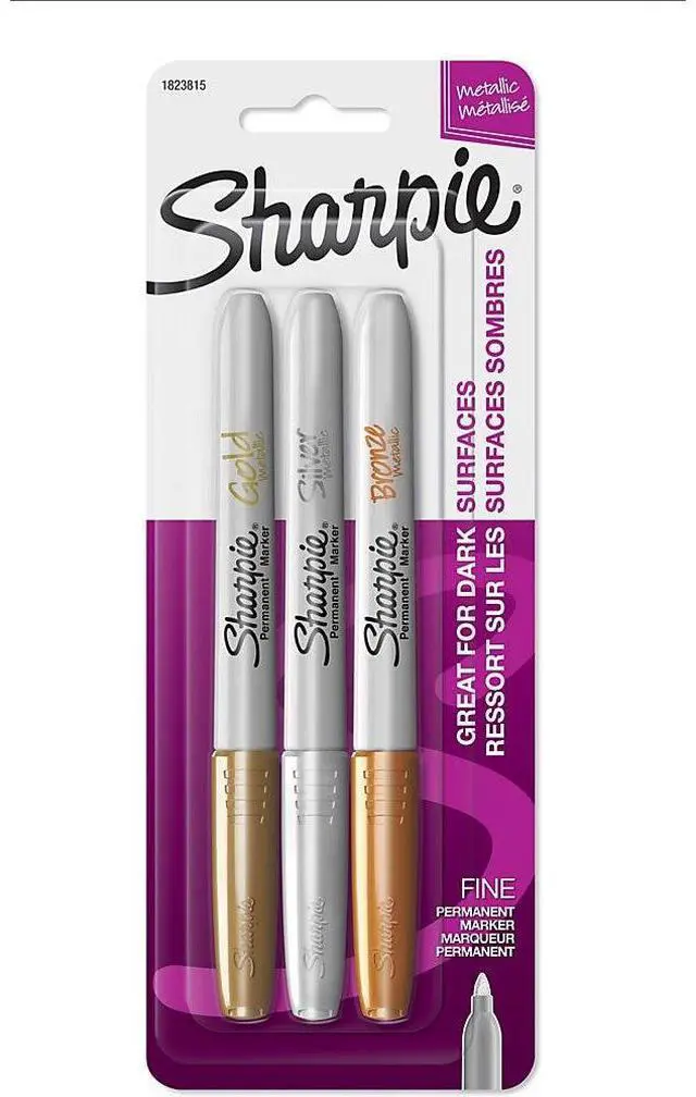 Alt view image 7 of 15 - Sharpie Metallic Markers Fine Pt 3 Color/PK Assorted 1823815