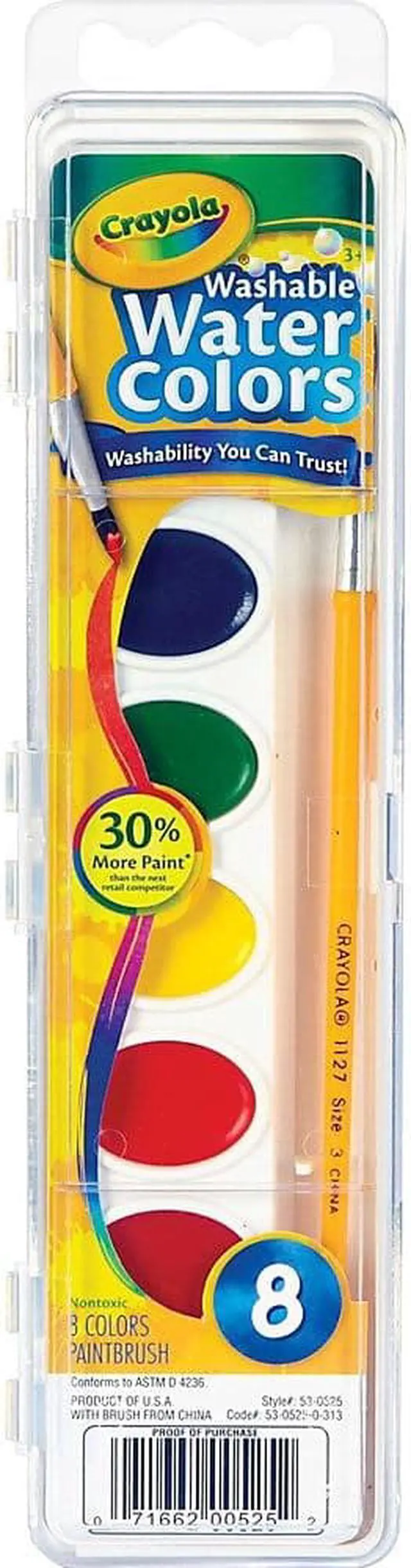 Alt view image 11 of 20 - Crayola Washable Watercolor Paint, 8 Assorted Colors, Palette Tray 530525