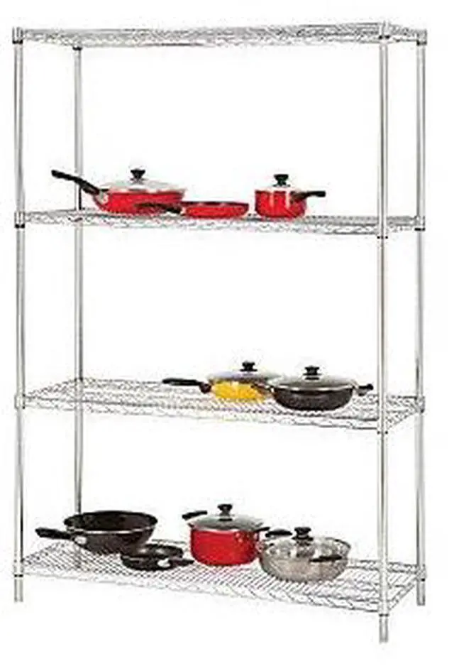 Alt view image 2 of 5 - Lorell Industrial Chrome Wire Shelving Starter Kit - 36" Width x 24" Depth - Steel - Chrome  LLR84184