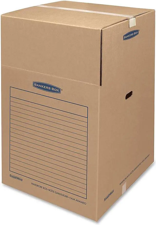 Alt view image 7 of 16 - Bankers Box SmoothMove Wardrobe Boxes 24l x 24w x 40h Kraft/Blue 3/Carton