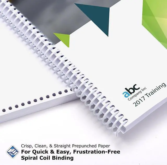 Alt view image 4 of 5 - 8-1/2'' x 11" Laser Cut Sheet, 20# White Stock, 44 Oval Hole GBC Punch, 0.2475" Pitch for Spiral Bind (Carton of 2500)