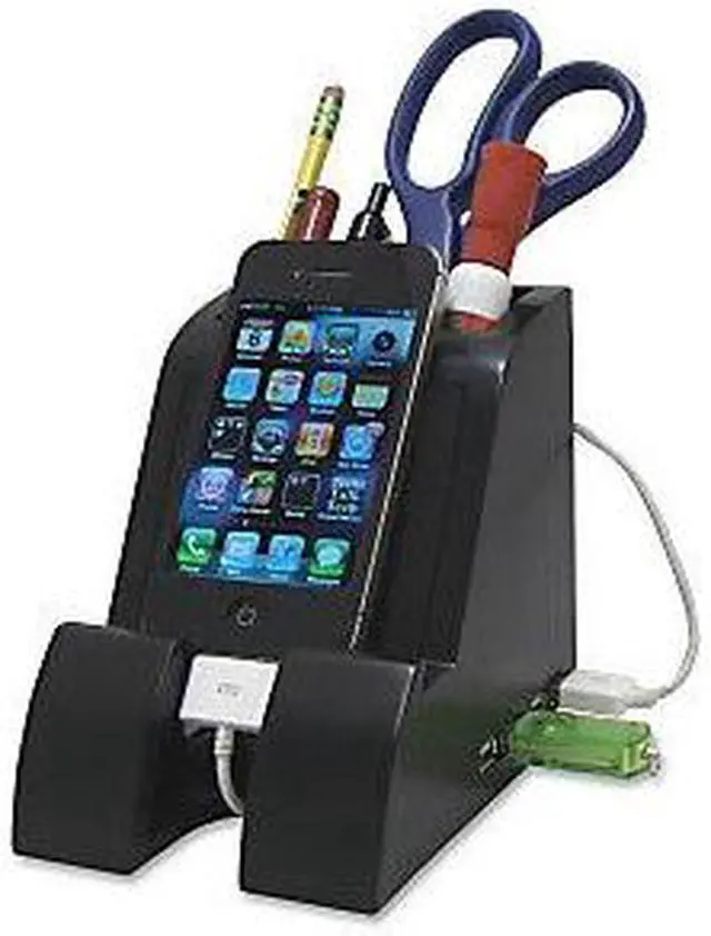 Alt view image 16 of 20 - Victor Smart Charge Pencil Cup with USB Charging Hub Black PH600