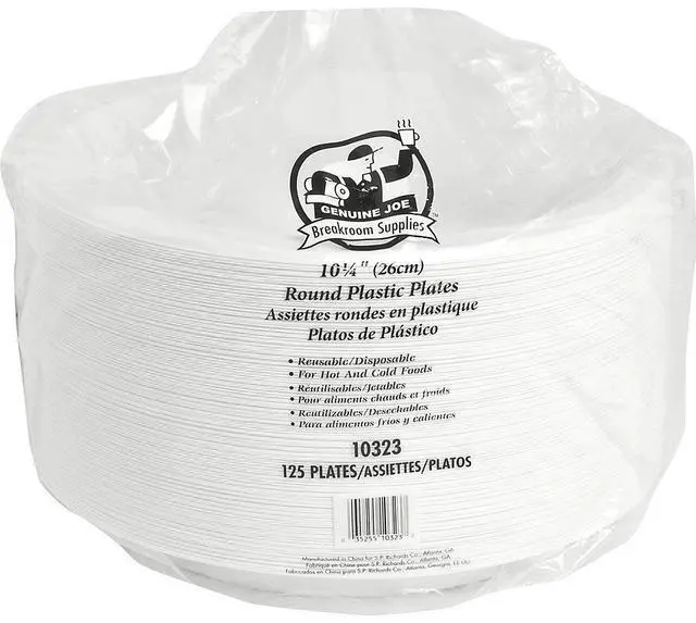Alt view image 5 of 7 - Plastic Plates Reusable/Disposable 10-1/4" 125/PK White