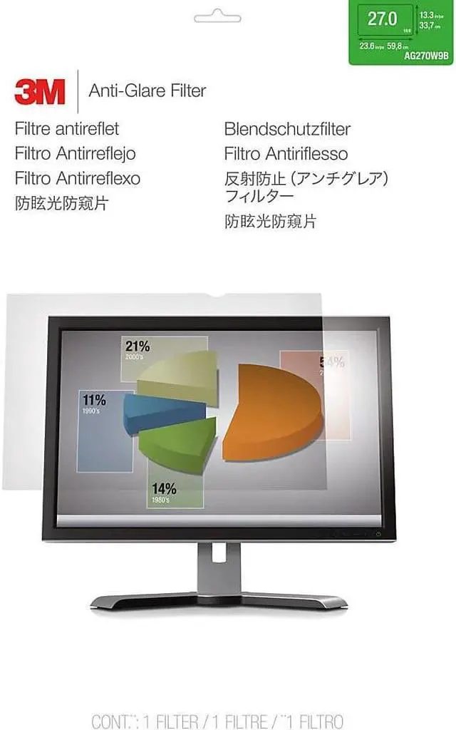 Alt view image 4 of 20 - 3M Antiglare Flatscreen Frameless Monitor Filters for 27" Widescreen LCD 16:9