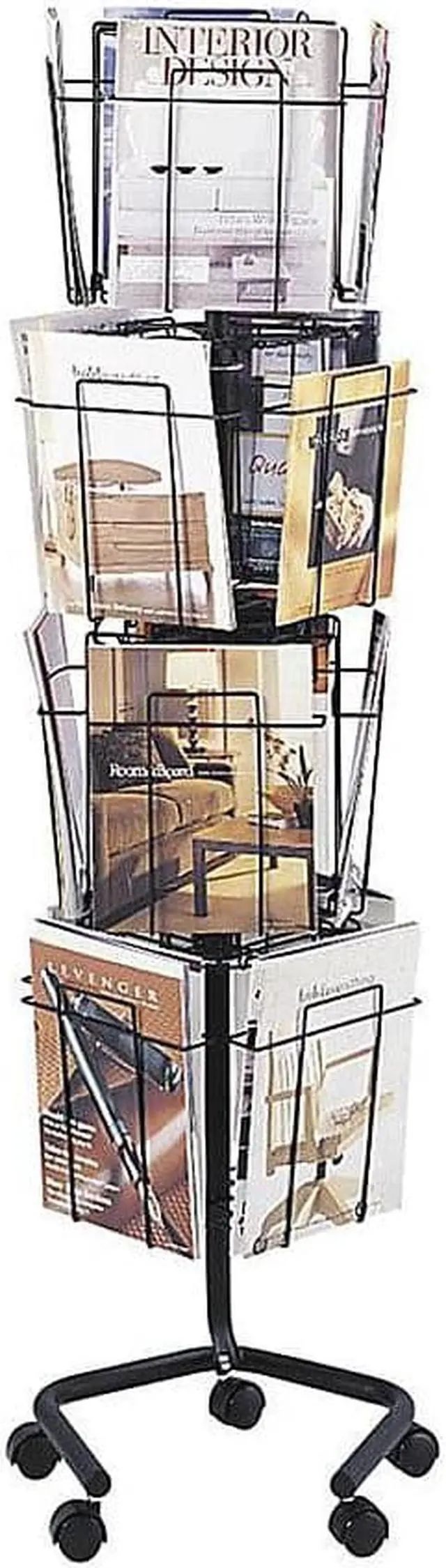 Alt view image 6 of 16 - Safco Wire Rotary Display Racks 16 Compartments 15w x 15d x 60h Charcoal 4139CH