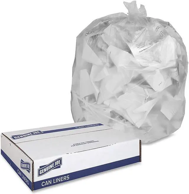 Alt view image 8 of 13 - Genuine Joe Can Liners 16 Gal 6mic/.20mil 24"x31" 1000/CT Translucent 70011