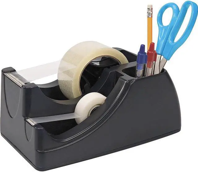 Alt view image 7 of 20 - Officemate Recycled 2-in-1 Heavy Duty Tape Dispenser 1" and 3" Cores Black 96690
