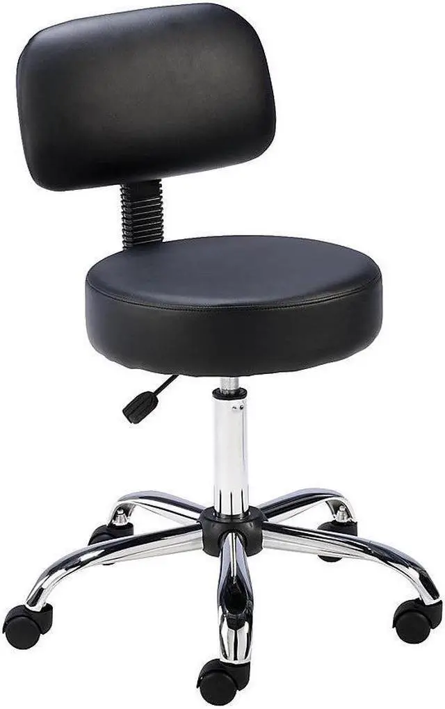 Main image of Lorell Pneumatic Height Stool w/Back 24"x24"x36" Black 69511