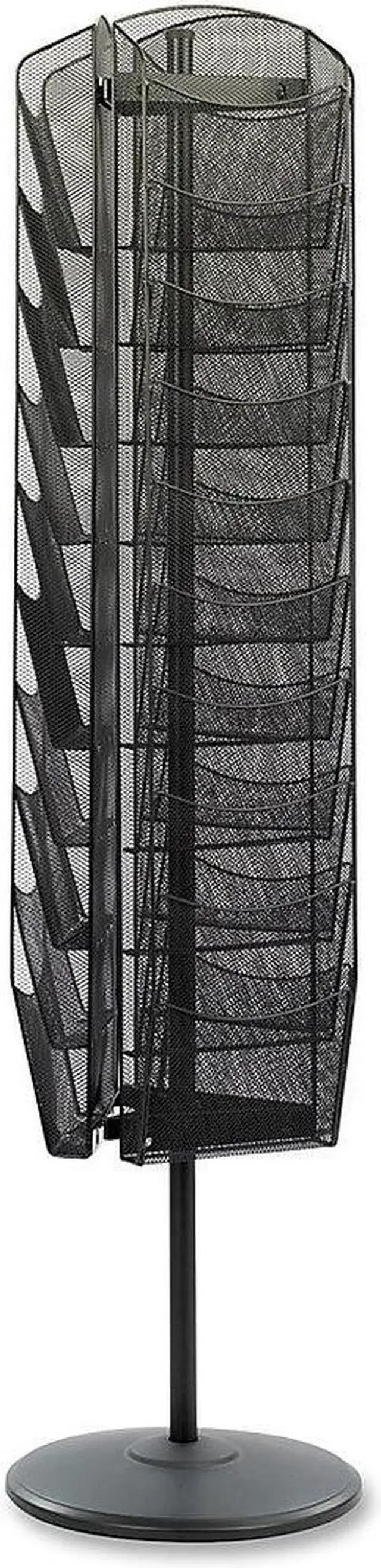 Alt view image 6 of 18 - Safco Onyx Mesh Rotating Magazine Display 30 Compartments 16-1/2w x 66h Black
