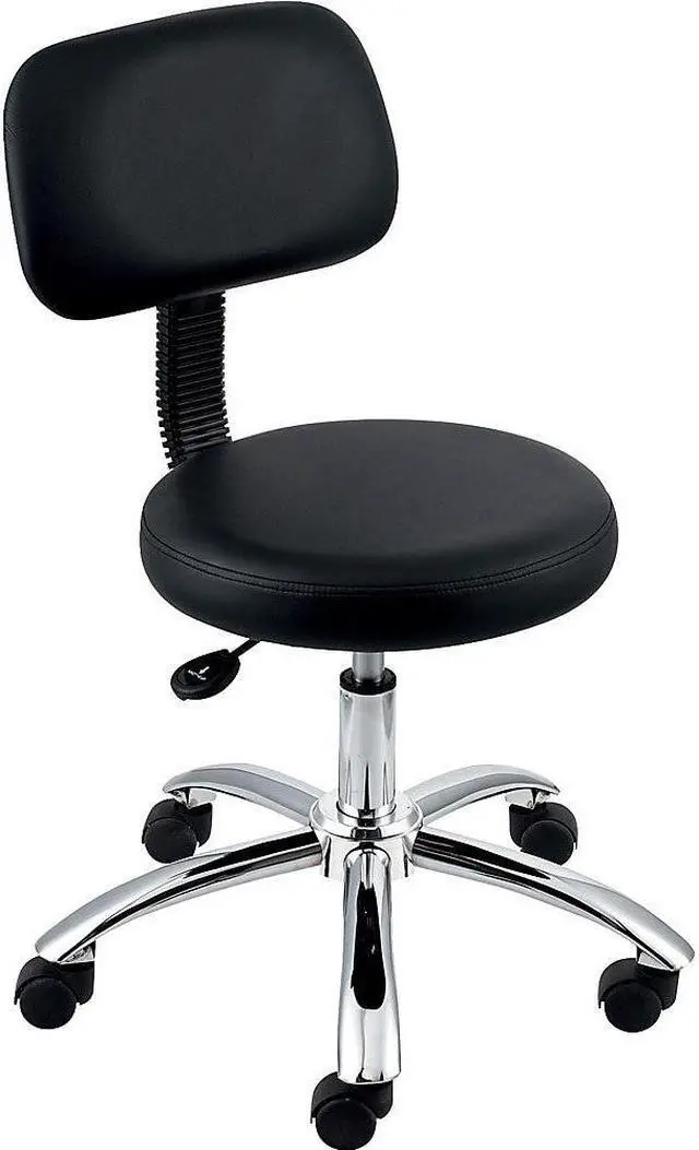 Alt view image 2 of 15 - Lorell Pneumatic Height Stool w/Back 24"x24"x36" Black 69511