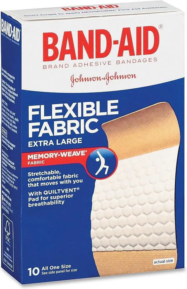 Alt view image 4 of 13 - Band-Aid Flexible Fabric Extra Large Adhesive Bandages, 1.25" X 4", 10/Box 5685