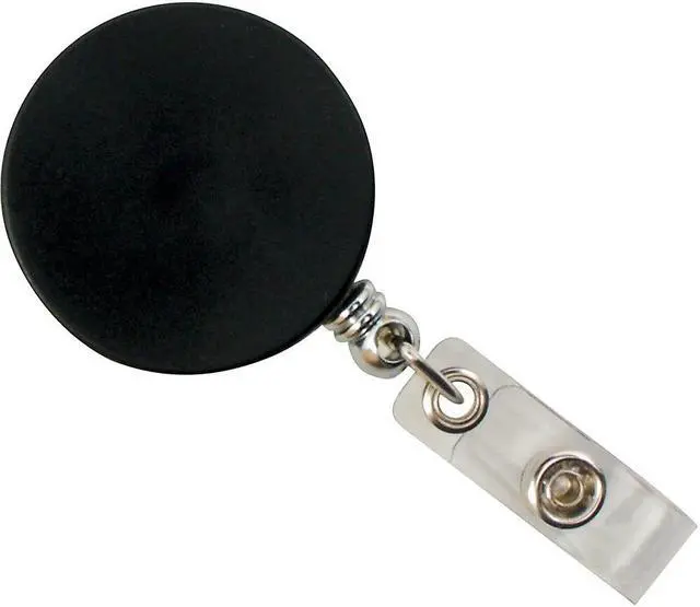Alt view image 8 of 20 - Baumgartens Large ID Badge Reel Hvy-Duty Cord/Clip 30" Black/Chrome 68814