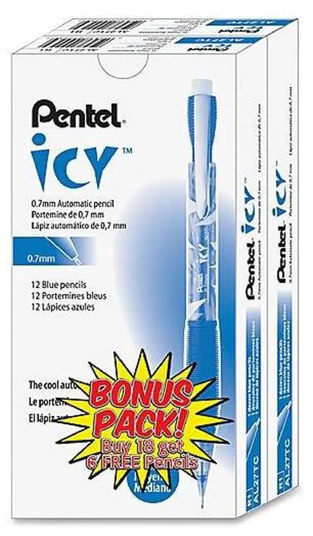 Alt view image 5 of 13 - Pentel Icy Mechanical Pencil 0.7 mm Transparent Blue Barrel 24/Pack AL27TCSWSPR