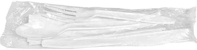 Alt view image 5 of 8 - Utensil Kit Poly Knife/Fork/Spoon Napkin 250 PK/CT White