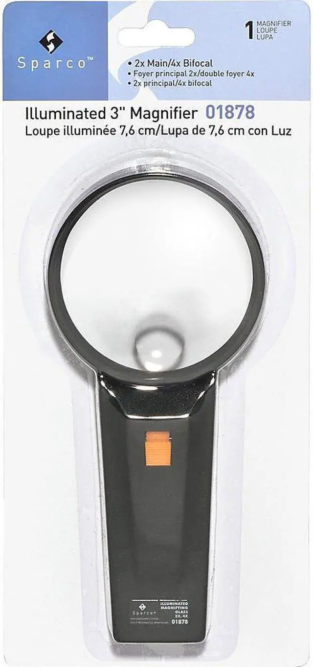 Alt view image 6 of 8 - Sparco Illuminated Magnifier Round 2X Main/4X Bifocal 3" Dia. BK 01878