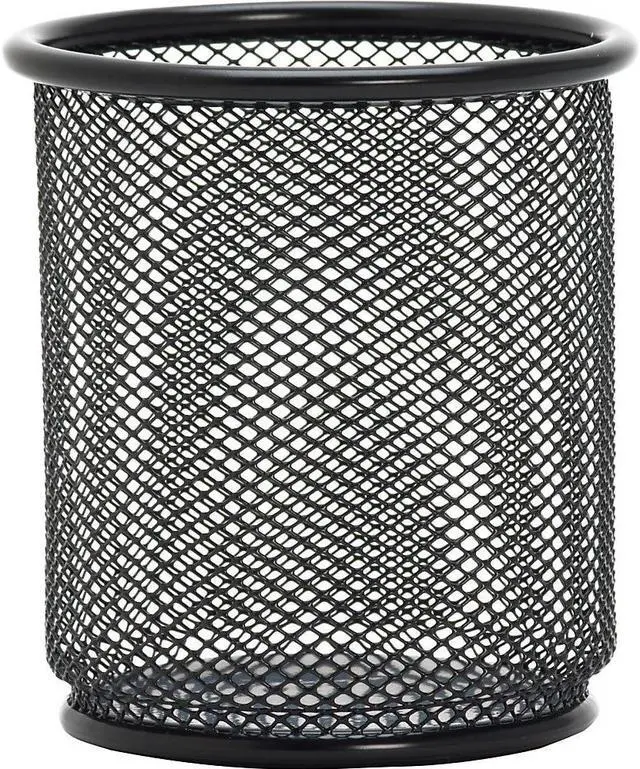 Alt view image 7 of 13 - Lorell Steel Pencil Cup 3-1/2"x3-7/8" Black Mesh 84149