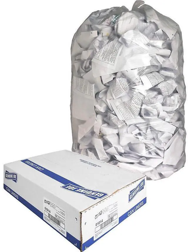 Alt view image 3 of 12 - Genuine Joe Trash Can Liner 55-60 Gallon .8Mil 38"x58" 100/BX Clear 01014